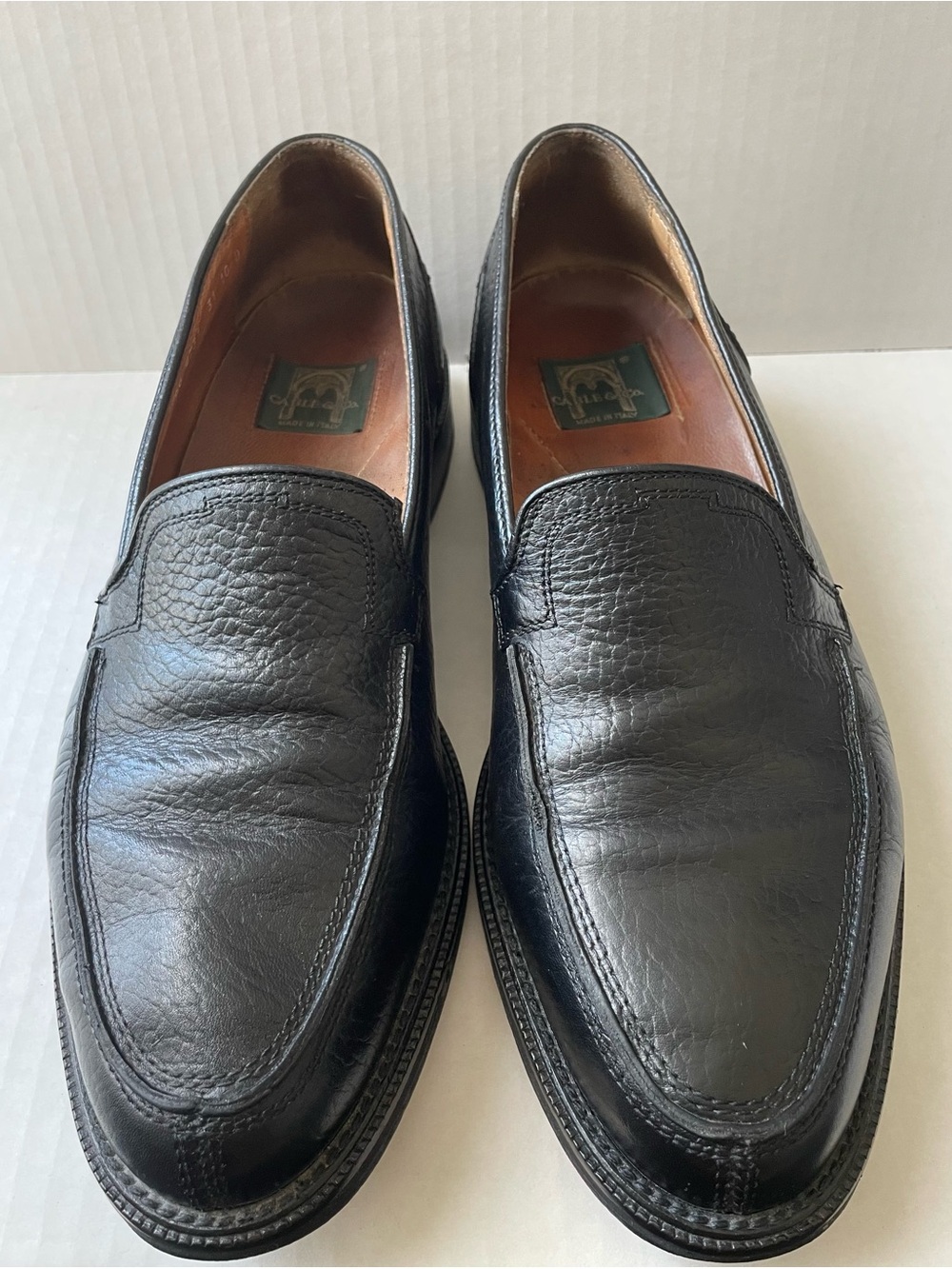 Cable & Co. Men’s Black Pebble Leather Slip-On Dress Loafers Size 10D Italy